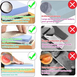 Whetstone Knife Sharpening Stone Kit - Double Sided Whetstone Knife Sharpener 1000/6000 Grit, Professional Honing Sharpening Stone Set With Slip-Resistant Bamboo Base and Angle Guide