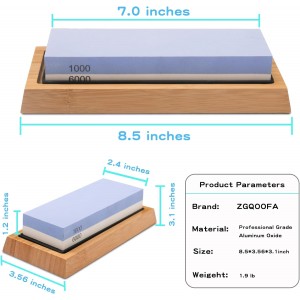 Whetstone Knife Sharpening Stone Kit - Double Sided Whetstone Knife Sharpener 1000/6000 Grit, Professional Honing Sharpening Stone Set With Slip-Resistant Bamboo Base and Angle Guide