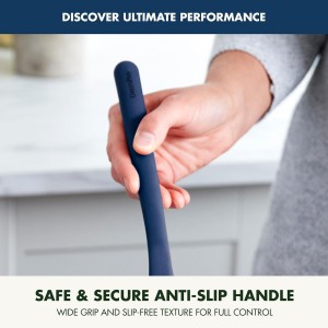 GreenPan Silicone Ultimate Fork, Mixing Stirring Serving, Cooking Kitchen Utensil, Flexible Rubber Nonstick Cookware, Rigid Steel Core, Heat-Resistant, Anti-Slip Handle, BPA-Free Dishwasher Safe, Blue