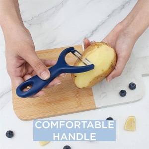 Social Chef 2-Piece Vegetable Peeler Set- Set of 2 Stainless Steel Blade Vegetable Peelers Set - Y Peeler and Swivel Peeler for Peeling Potatoes, Vegetables and Fruits (Navy)