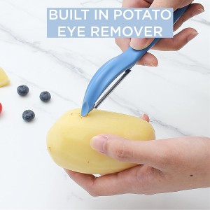 Social Chef 2-Piece Vegetable Peeler Set- Set of 2 Stainless Steel Blade Vegetable Peelers Set - Y Peeler and Swivel Peeler for Peeling Potatoes, Vegetables and Fruits (Navy)