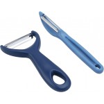Social Chef 2-Piece Vegetable Peeler Set- Set of 2 Stainless Steel Blade Vegetable Peelers Set - Y Peeler and Swivel Peeler for Peeling Potatoes, Vegetables and Fruits (Navy)
