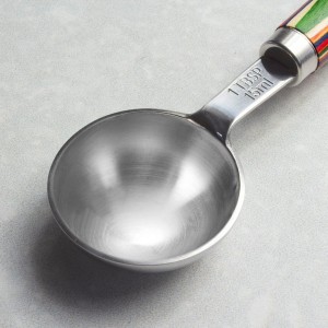 Totally Bamboo Baltique Marrakesh Collection 4-Piece Measuring Spoon Set, Includes 1/4 Teaspoon, 1/2 Teaspoon, 1 Teaspoon & 1 Tablespoon Measurements, Stainless Steel Spoons w/Wood Handle for Cooking