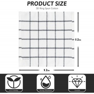 Nialnant 8 Pack Kitchen Dish Rags,100% Cotton Dish Cloths for Washing Dishes,Quick Drying Kitchen Towels,12x12 Inches,Black Plaid