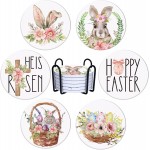 Whaline 6 Pcs Easter Ceramic Coaster Set Bunny Rabbit Egg Flowers Drink Coasters with Holder Watercolor Absorbent Coasters for Easter Spring Home Decor Table Protection Housewarming Gift
