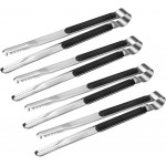4 Pack Premium Stainless Steel Kitchen Tongs, Serving Tongs for Cooking, XEVOM Metal Food Tongs with Non-Slip Grip, Heat Resistant Grill Tongs 10 inch