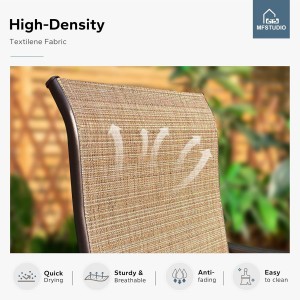 MFSTUDIO Patio Bar Set of 7, Outdoor Bar Height Table and Chairs, 1 x Heavy Duty Metal Slat High Top Bar Table with 6 x Swivel Outdoor Bar Stool, Breathable Textilene Fabric