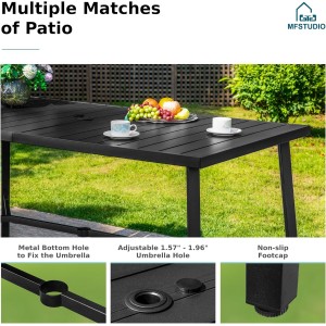 MFSTUDIO Patio Bar Set of 7, Outdoor Bar Height Table and Chairs, 1 x Heavy Duty Metal Slat High Top Bar Table with 6 x Swivel Outdoor Bar Stool, Breathable Textilene Fabric