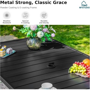 MFSTUDIO Patio Bar Set of 7, Outdoor Bar Height Table and Chairs, 1 x Heavy Duty Metal Slat High Top Bar Table with 6 x Swivel Outdoor Bar Stool, Breathable Textilene Fabric