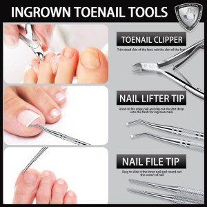 Teenitor Ingrown Toenail Tool, Pedicure Tools for Feet, Stainless Steel Ingrown Toenail Clippers, Ingrown Toenail File and Lifters