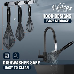 Whisks For Cooking - 500 °F Heat Resistant Silicone Whisk, Heavy Duty 7