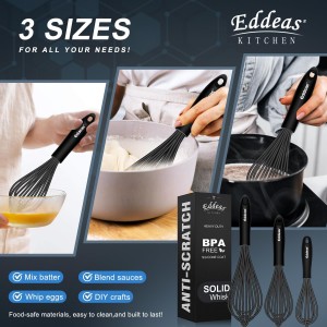 Whisks For Cooking - 500 °F Heat Resistant Silicone Whisk, Heavy Duty 7