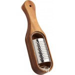 Cheese Grater With Container - Stainless Steel Cheese Grater With Wood Handle Shredder Zester Grater Box Kitchen Handheld Cheese Spoon Grater