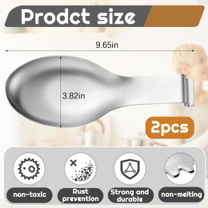 Nuanchu 6 Pcs Stainless Steel Spoon Rest Spatula Ladle Holder Spoon for Stove Top Heavy Duty Spatula Holder for Countertop Dishwasher Safe Utensil Rest for Kitchen, 3.8 x 9.6