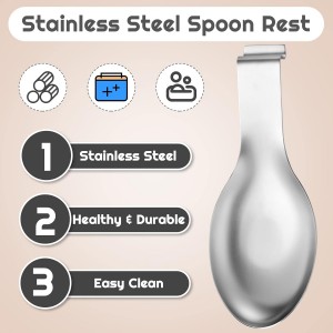 Nuanchu 6 Pcs Stainless Steel Spoon Rest Spatula Ladle Holder Spoon for Stove Top Heavy Duty Spatula Holder for Countertop Dishwasher Safe Utensil Rest for Kitchen, 3.8 x 9.6