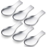 Nuanchu 6 Pcs Stainless Steel Spoon Rest Spatula Ladle Holder Spoon for Stove Top Heavy Duty Spatula Holder for Countertop Dishwasher Safe Utensil Rest for Kitchen, 3.8 x 9.6