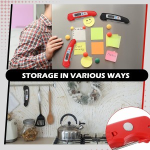 6 Pieces Digital Meat Thermometer Foldable Instant Read Food Thermometer Waterproof Digital Food Probe with Magnet for Grill Cooking Kitchen Food BBQ Roast Turkey Deep Fry Temperature Accessories