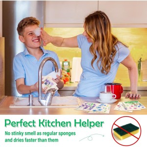 Lucomb Swedish Dish Cloths for Kitchen, 8 Pack Reusable Kitchen Dish Rags Quick Drying Assorted Cleaning Towels for Counters Dishes Home Bar Table Wiping