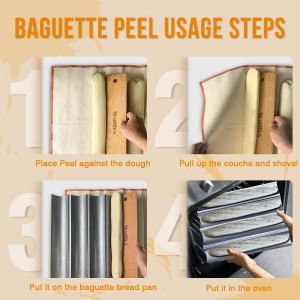 Walfos Baguette Transfer Peel 15 Inch, Baguette Flipping Board for French Bread Baking