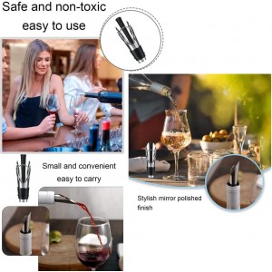 Wine Aerator Stainless Steel Wine Bottle Pourers and Stoppers 2-in-1 Steel Champagne Sealed Cap Stopper Wine Spout Pourer for Whiskey, Tequila, Other Liquor Wine Gift Set(2PCS)