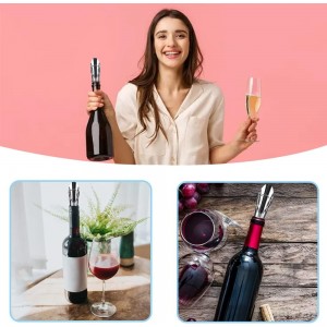 Wine Aerator Stainless Steel Wine Bottle Pourers and Stoppers 2-in-1 Steel Champagne Sealed Cap Stopper Wine Spout Pourer for Whiskey, Tequila, Other Liquor Wine Gift Set(2PCS)