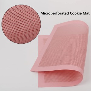 AMYONE Perforated Baking Mats, 2 PCS Pink Eclair Silicone Mat for Half Sheet, Non-Stick Reusable Oven Liners for Making Bread/Pizza/Pastry/Cookie 11 5/8