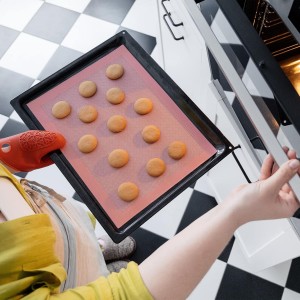 AMYONE Perforated Baking Mats, 2 PCS Pink Eclair Silicone Mat for Half Sheet, Non-Stick Reusable Oven Liners for Making Bread/Pizza/Pastry/Cookie 11 5/8