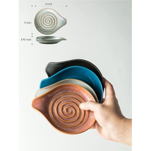 Spoon Rest, Large Ceramic Spoon Holder for Stove Top, Heat-Resistant Cooking Spoon Rest for Kitchen Counter Decor, 5 Inches (Gray)