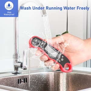 Lonicera Meat Thermometer Digital for Cooking Food. Waterproof & Instant Read for Kitchen Baking, BBQ. with Foldable Probe, Backlight & Calibration (Red)