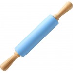 15-inch Silicone Rolling Pin for Baking, Non-stick Surface and Comfortable Wood Handles