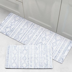 FRESHMINT Anti Fatigue Kitchen Mats for Floor 2 Piece Set, Waterproof & Non-Skid Boho Kitchen Rugs, Cushioned Kitchen Mat for Standing Washable Comfort Desk Kitchen Runners, 17x30+17x47