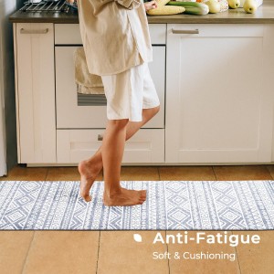 FRESHMINT Anti Fatigue Kitchen Mats for Floor 2 Piece Set, Waterproof & Non-Skid Boho Kitchen Rugs, Cushioned Kitchen Mat for Standing Washable Comfort Desk Kitchen Runners, 17x30+17x47