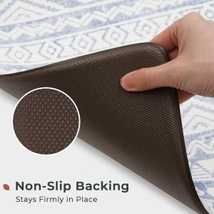 FRESHMINT Anti Fatigue Kitchen Mats for Floor 2 Piece Set, Waterproof & Non-Skid Boho Kitchen Rugs, Cushioned Kitchen Mat for Standing Washable Comfort Desk Kitchen Runners, 17x30+17x47