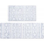 FRESHMINT Anti Fatigue Kitchen Mats for Floor 2 Piece Set, Waterproof & Non-Skid Boho Kitchen Rugs, Cushioned Kitchen Mat for Standing Washable Comfort Desk Kitchen Runners, 17x30+17x47