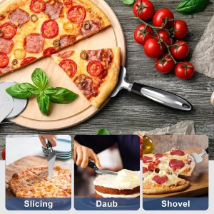 2PCS Pizza Wheel Cutter and Pie Server - Non-Slip Handle, Sharp Stainless Steel Pizza Slicer