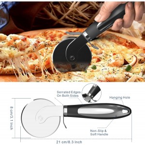 2PCS Pizza Wheel Cutter and Pie Server - Non-Slip Handle, Sharp Stainless Steel Pizza Slicer
