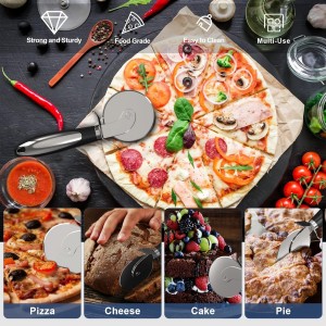 2PCS Pizza Wheel Cutter and Pie Server - Non-Slip Handle, Sharp Stainless Steel Pizza Slicer