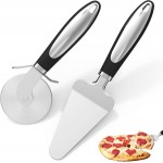 2PCS Pizza Wheel Cutter and Pie Server - Non-Slip Handle, Sharp Stainless Steel Pizza Slicer