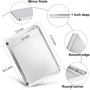 TeamFar Baking Sheet, 17.6’’ x 13’’ x 1’’ Stainless Steel Large Cookie Sheet Baking Tray Pan for Oven, Non-Toxic & Healthy, Rust Free & Heavy Duty, Mirror Finish & Dishwasher Safe