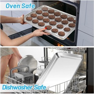 TeamFar Baking Sheet, 17.6’’ x 13’’ x 1’’ Stainless Steel Large Cookie Sheet Baking Tray Pan for Oven, Non-Toxic & Healthy, Rust Free & Heavy Duty, Mirror Finish & Dishwasher Safe