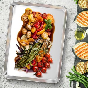 TeamFar Baking Sheet, 17.6’’ x 13’’ x 1’’ Stainless Steel Large Cookie Sheet Baking Tray Pan for Oven, Non-Toxic & Healthy, Rust Free & Heavy Duty, Mirror Finish & Dishwasher Safe