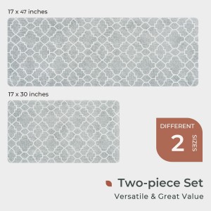 FRESHMINT Kitchen Mat Set of 2, Anti-Fatigue Cushioned Kitchen Mats for Floor, Waterproof Non Slip Comfort Standing Mat, Boho Kitchen Rug for Kitchen Decor, Sink, Office, 17