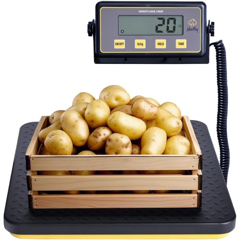 400lbs Commercial Scale Digital Receiving Scale with Anti-Slip Aluminum Platform, High Accuracy Food Scale with Hold/Tare/Auto-Off, Kitchen Scale with LCD Display for Restaurant/Cater