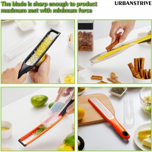 Urbanstrive Zester Grater with Handle, Lemon Zester Cheese Grater for Kitchen Stainless Steel, Graters for Parmesan Cheese Garlic Nutmeg Chocolate Fruits Vegetables Ginger, Fine, Yellow