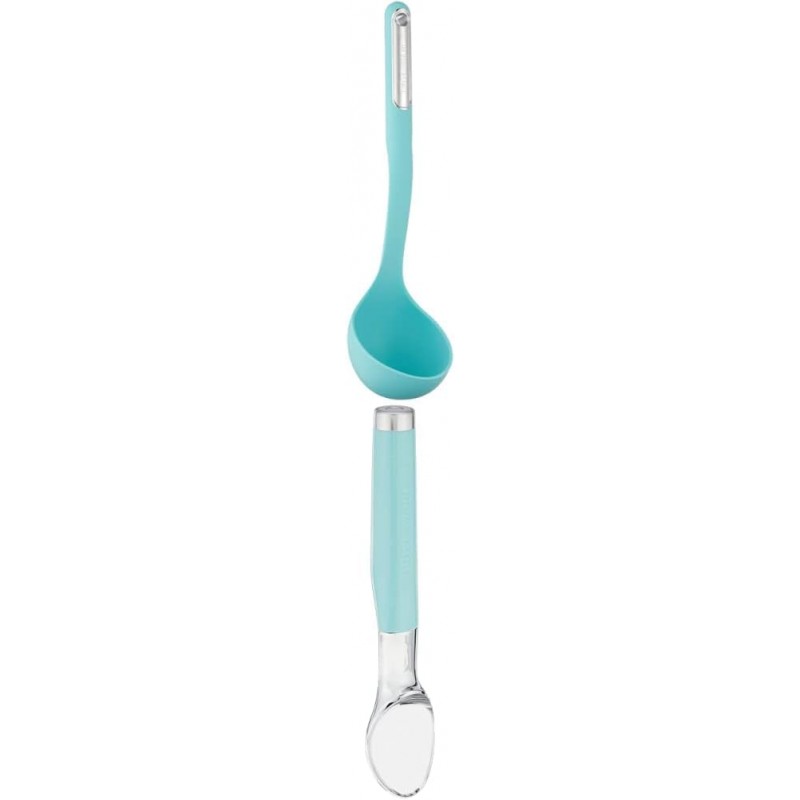 KitchenAid Silicone Ladle, 13 inches, Aqua Sky and KitchenAid Classic Ice Cream Scoop, One Size, Aqua Sky 2