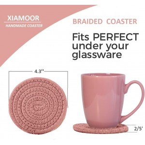 6 Pcs Coasters for Drinks, 4.3 Inch Fit for All Kinds of Cups, Super Absorbent Drink Coasters, Minimalist Cotton Handmade Coaster for Coffee Table Tabletop Protection Housewarming Gift for Home Decor