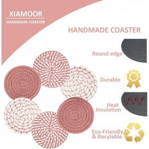 6 Pcs Coasters for Drinks, 4.3 Inch Fit for All Kinds of Cups, Super Absorbent Drink Coasters, Minimalist Cotton Handmade Coaster for Coffee Table Tabletop Protection Housewarming Gift for Home Decor