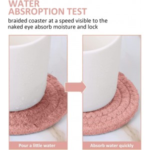 6 Pcs Coasters for Drinks, 4.3 Inch Fit for All Kinds of Cups, Super Absorbent Drink Coasters, Minimalist Cotton Handmade Coaster for Coffee Table Tabletop Protection Housewarming Gift for Home Decor