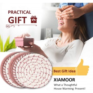 6 Pcs Coasters for Drinks, 4.3 Inch Fit for All Kinds of Cups, Super Absorbent Drink Coasters, Minimalist Cotton Handmade Coaster for Coffee Table Tabletop Protection Housewarming Gift for Home Decor