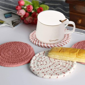 6 Pcs Coasters for Drinks, 4.3 Inch Fit for All Kinds of Cups, Super Absorbent Drink Coasters, Minimalist Cotton Handmade Coaster for Coffee Table Tabletop Protection Housewarming Gift for Home Decor